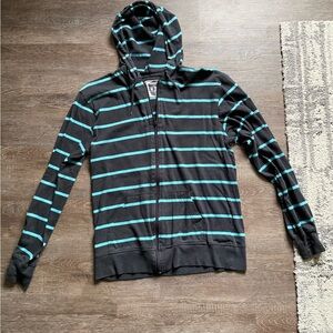 Empyre Black and Blue Striped Zip-Up Sweater